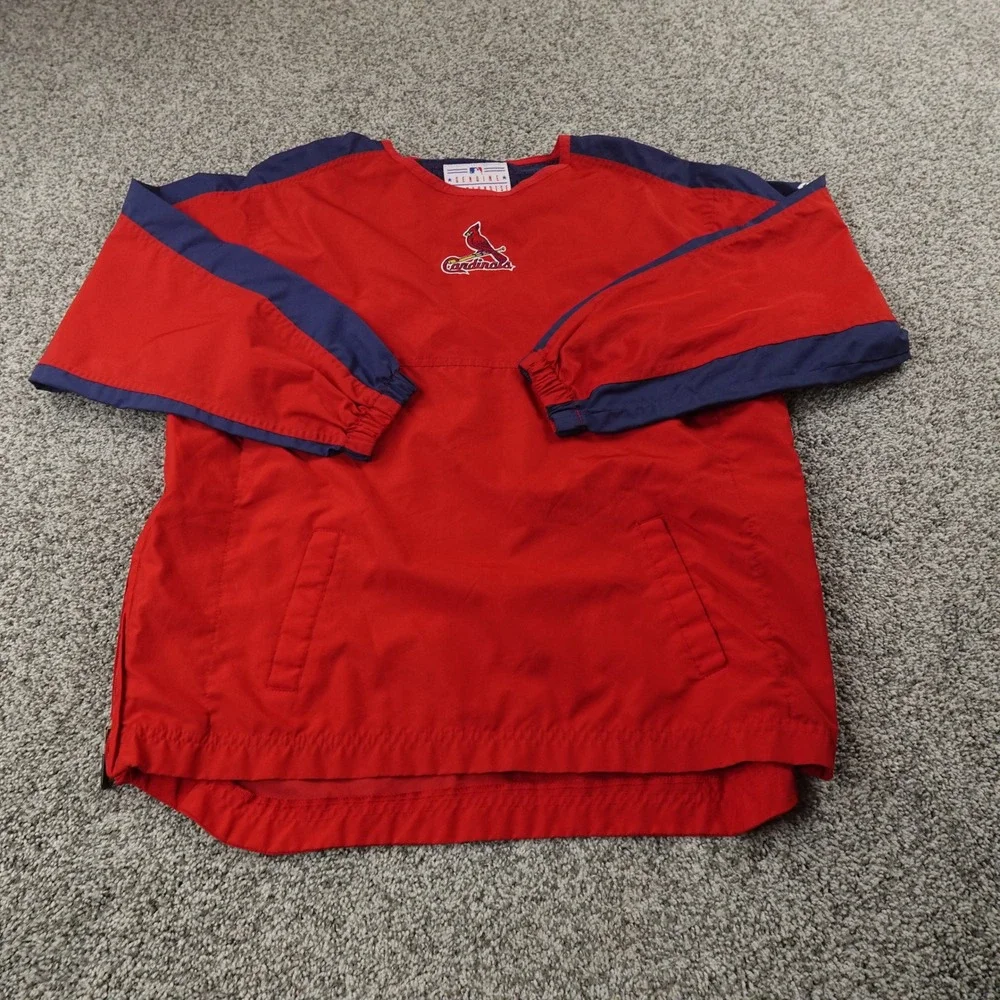 VTG‎ St Louis Cardinals Boys L 14-16 Puma Red Blue Baseball Jacket Pullover 90s